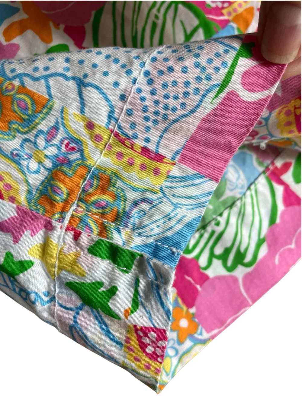 Lilly Pulitzer VTG Patchwork Bermuda Shorts Sz 14 Floral Tropical Stretch Cotton